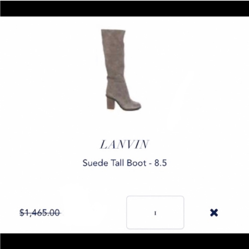 Lanvin Paris Block Heel Suede Boots, Size 8.5.